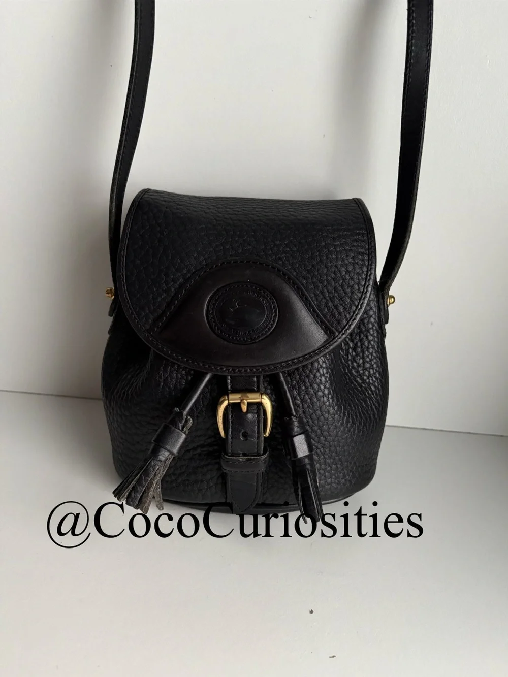 Dooney & Bourke awl Black Leather Mini Drawstring Buckle Bag - Picture 2 of 16